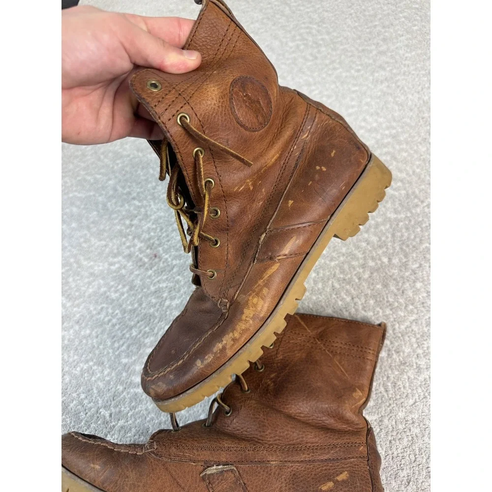 Polo Ralph Lauren Boots Mens Size 9D Brown Leather Ranger-BO-CSL Combat Lace‎ Up